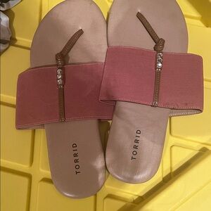 Torrid Blush and Tan Slide Sandals
